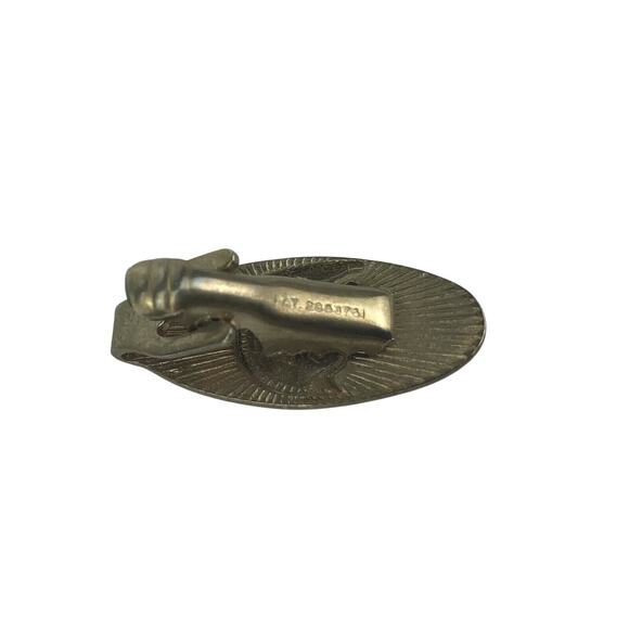 Vintage Tie Clip with Horse Head On Oval Base Gold Tone Unbranded 1950s - Picture 2 of 2